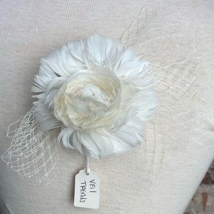 Feather flower hair piece bridal